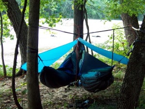 Camping in a hammock is a popular and somewhat new technique